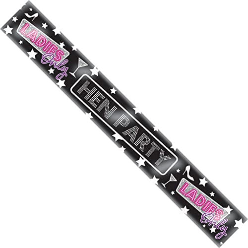 Hen Party Girl's Night Out Pink And Black L Plate Holographic Recyclable Birthday Party Banner