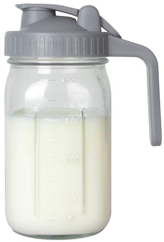 Barattolo da 907,2 g – Barattolo resistente a bocca larga con coperchio a scatto e beccuccio per versare, chiusura ermetica per freschezza e convenienza – ideale per bevande fredde, latte materno e