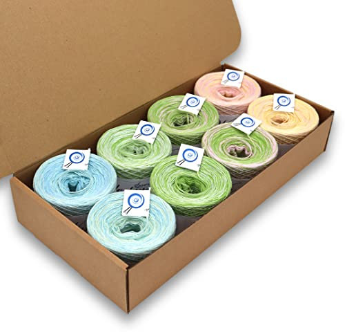 Farbverlaufsgarn, Wunderkiste 3-fädig 2.000m, (8 X 250m) 400g, BOBBEL Farbverlaufsgarn zum Stricken und Häkeln, Garn, Wolle, Yarn for knitting and crocheting (WU0138)