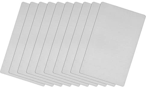 sourcing map 10 Stück Leere Metall Karten 66x45x0.4mm, Silber Metallkarte Edelstahl Platte, DIY Lasergravur Rohlinge Tag für Klingelschild Visitenkarten Namensschilder Briefkasten Türschilder