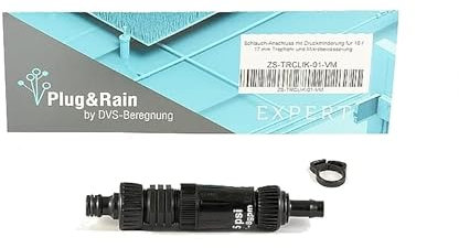 Plug&Rain Gartenschlauch-Anschluss-Set mit Druckminderung für 16/17 mm Tropfrohr und Mikrobewässerung