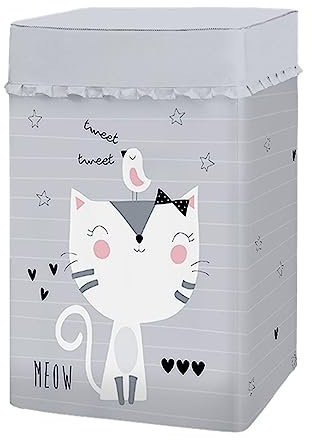 Odot Copertura Lavatrice per asciugatrice, Carino Coprilavatrice per Lavatrice a Carica Dall'alto Interni Esterni Impermeabile Antipolvere Resistente Fodera per lavatrice (Gatto,M (5.5-6.5kg))