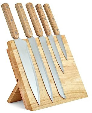 Set de 5 couteaux et support magnétique, Beige