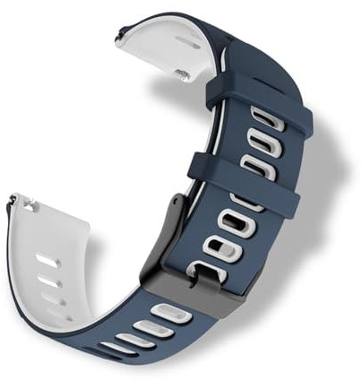 RoYiio Silicona Correa para Asas de Reloj con Ancho de 22mm, Suave y Cómodo, Correa de Silicona para Hombres Mujeres - Azul Blanco