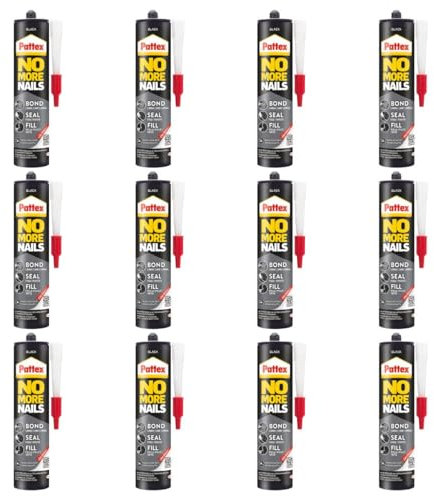 Montagekleber Schwarz - Füllen Dichten Kleben - All-in-One Dichtmittel für mühelose DIY-Projekte -für Innen und Außen - Schimmelbeständig auch für Bäder (12 x 280ml)