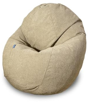 Bruni Classico V Indoor-Sitzsack in Sand – großer, weicher XXL Sitzsack für drinnen aus Bienenwaben-Velours, mit Füllung, in Deutschland gefertigt
