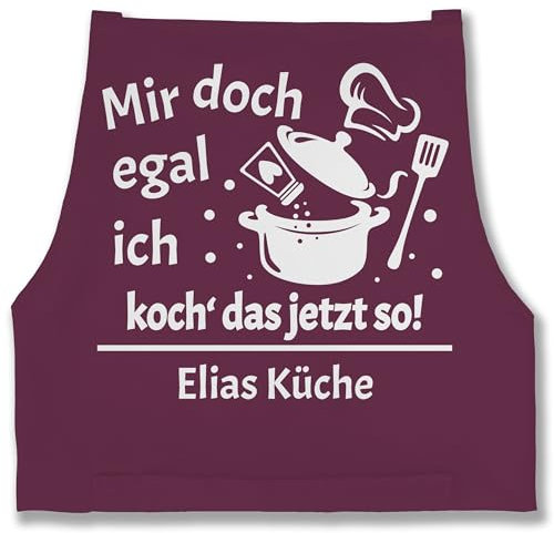 Schürze - Kochschürze - Mir doch egal ich koch das jetzt so mit Name - 85x69 - Aubergine - kochschuerze küchenschürze küche kochschürzen frauen personalised apron weihnachten männerschürzen
