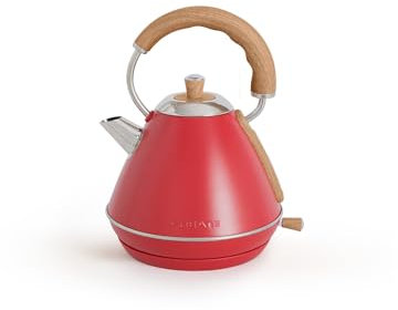 CREATE/KETTLE RETRO M/Hervidor de agua eléctrico rojo/Ebullición rápida, capacidad 1l, apagado automático, filtrado anti-cal, autoapagado, indicador de nivel de agua, Ø17,2 cm, 1200 W