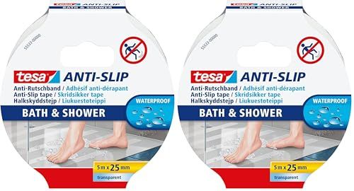 tesa Anti-Rutschband Bad und Dusche, Transparent (Packung mit 2)