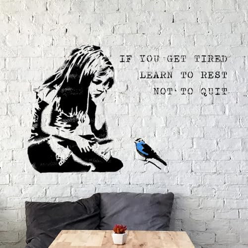 Ideal Stencils Banksy Girl Bluebird Schablone, 'If You Get Tired...', XXL/77 x 120 cm