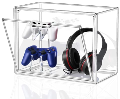 starogegc Upgrade Controller-Halter & Headset-Halter, Kopfhörerständer für Schreibtisch, Acryl-Vitrine und Ständer für Xbox, PS5, PS4, PS3, Switch Pro und fast alle Controller/Kopfhörer, GC-GMC-1P