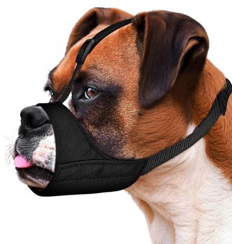 Mayerzon Pitbull Maulkorb, weicher Hundemaulkorb, Anti-Rutsch-Riemen, für American Bully, Bulldogge, Boxer, Rottweiler, Stoff-Maulschutz für mittelgroße und große Kurze Schnauze, gegen Beißen, Kauen