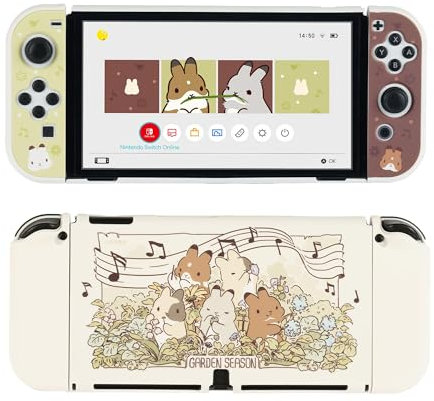 GeekShare Funda Protectora Funda Delgada Compatible con Switch OLED y Mango JC - Funda Acoplable Funda Protectora de PC Rígida, Temporada de Jardín