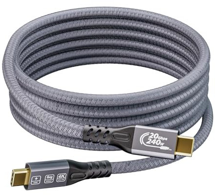 MOPOCHG 240W USB C Ladekabel, USB C 3.2 Gen2×2 USB-C auf USB C Kabel, Unterstützt 4K HD Display 20 Gbps Datenübertragung für iPhone 17/16/15Pro/15ProMax/15Plus, Type-C Laptop, Docking und mehr (3M)