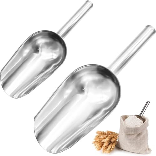 2 Pièces Cuillère en Acier Inoxydable, Pelle Alimentaire Pelle à Farine Multifonctionnelle Pelle à pâtisserie Pelle Cuisine Cuillère à Glace pour Mariage, Cuisine, Buffet (2 Tailles)