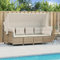 Homgoday 5-TLG. Garten-Sofagarnitur mit Kissen Balkonmöbel Gartenmöbel Gartensofa mit Dach Loungemöbel Sitzgruppe Sofagarnitur Ecksofa für Balkon Terrasse Beige Poly Rattan