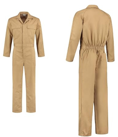 Generisch Overall Kombi beige Größe 44-64 Arbeitsoverall Arbeitsanzug, KFZ Werkstatt, Tischler, Karneval, Fasching (48)