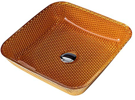 UHJKLA Bathroom Vessel Sink with Drain Combo, Countertop Bathroom Sink Bowl Glass Square Vanity Sink Bowl On The Top Modern Art Vessel Bowl Sink, Does Not In