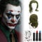 Joker Perücke Herren Grün mit Joker Tattoos Suicide Squad,Rot Weiß Blau Make-up Gesichtsfarbe und Schwarze Haarnetz,Perücke Joker Grün für Fasching Halloween Karneval Kostüm