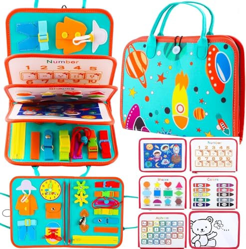 fuzhik Montessori Spielzeug ab 3 Jahr | mit 8 Seite Aktivitäten (Steckspiel, Zahnräder, Puzzle) | Lernspielzeug für Kleinkinder 3 | Sicher & EN71-zertifiziert Geburtstag