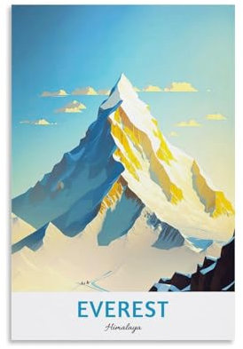ouweri Reise-Poster, Motiv: Mount Everest Himalaya, Vintage, Fotokunst, Malerei, Leinwand, Heimdekoration, Schlafzimmer, moderne Dekorationen, 30 x 45 cm