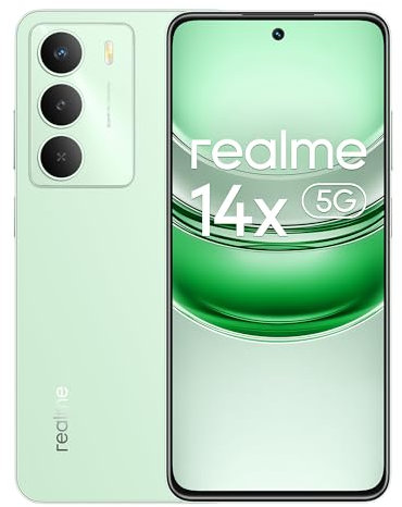 realme 14x 5G Smartphone 8+256 GB Smartphone, Processore Dimensity 6300, Batteria 5000mAh, Schermo 6.67 HD+ a 120Hz, Dual SIM, Senza caricatore, Colore Verde