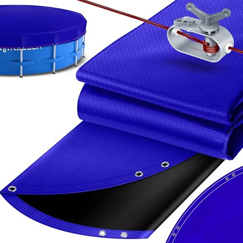 KESSER® Solar Poolabdeckung Pool Abdeckplane Rund Ø305cm Poolplane 200g/m² PE Material Inkl. Stahlseil + Seilspanner mit Ösen Solarplane Abdeckung UV-resistent, Wetterfest für Sommer & Winter