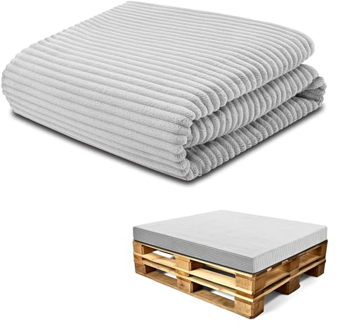 Amazinggirl Bezug für Schaumstoffplatte Palettenkissen Keilkissen Bodenmatratze Bezug: 120x80 cm - Ideal für Palettenmöbel & Bett Zertifikat Oeko-Tex Hellgrau Lincoln