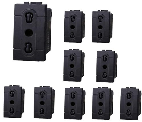 IXTRIMA Presa Bipasso 2P+T 10/16A 250V, Compatibile con Bticino Living Light, Nero, Set da 10 Pezzi