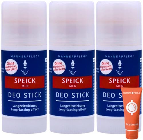 Men Deo Stick 3x 40 ml I Lang anhaltende Frische und zuverlässiger Schutz I ohne Aluminiumsalze I Pflanzliche Pflege mit Bio-Salbeiextrakt I Spar-Set plus Pharma Perle give-away