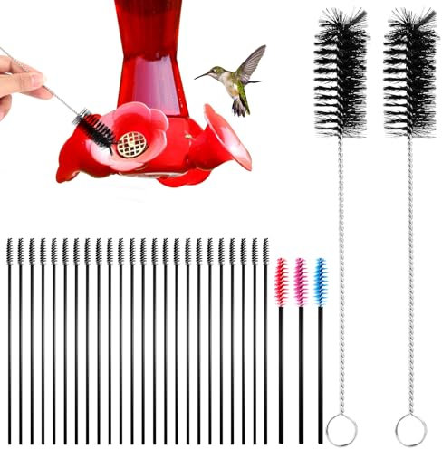 62 Pcs 3 Size Hummingbird Feeder Cleaning Brushes, Nylon Small Clean Brushes Tiny Brush for Cleaning Small Parts Tubes Jars Cup (Blue Red Rose Red Black)