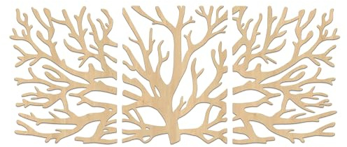 SENTOP HDF0502 Wanddekoration aus Holz – Äste, Hängedekoration aus 3 Holz-Panels für die Wand, Natur Holzdeko für Wohnzimmer, Schlafzimmer & Büro (100 x 40 cm, Ahorn)