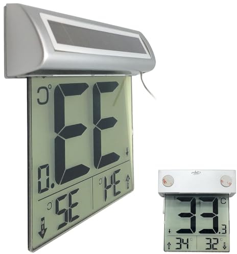infactory termometro digitale: Termometro da finestra solare digitale, grande display LCD, indicazione della temperatura esterna (Fensterthermometer aussen, da finestra, all'aperto)
