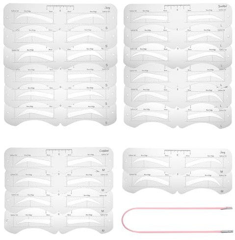 18 Stück Augenbrauen Schablonen Set Wiederverwendbare Schablone Formen zum Brauenstyling DIY Make-up für Anfängerinnen für präzise Konturen und Symmetrie Make Up Zuhause Im Bad