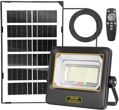TOPBOS 50W Solarlampen für Außen,mit Fernbedienung Batterieanzeige,LED Solarleuchten für Aussen 7 Modi IP67 Wasserdicht mit 4.2m Kabel,Solar Lampe Outdoor für Garage,Garten,Haustüren,Hof,Rasen