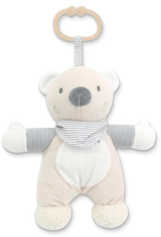 Lorelli Baby Kuscheltier Plüsch Greifling, C-Ring, auffällige Farben, ab Geburt hellbraun