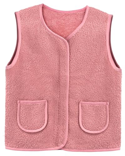Youkly Gilet en polaire pour enfant - Sans manches - Pour garçon et fille - Col en V - Veste chaude en polaire - Veste d'hiver en peluche - Gilet polaire pour enfants