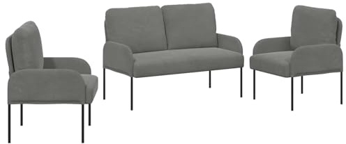 vidaXL Sofagarnituren 3 pcs Dunkelgrau 115 x 56 x 80 cm Sperrholz, Wohnzimmer, Coole Couch, modernes Möbel, bequemer Sitz, minimalistisches Design, urbaner Stil, funktional
