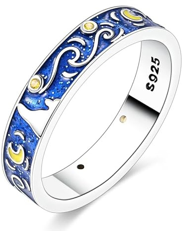 SOUTHPLUS Anti Angst Spinner Ring Leuchtend Sternenhimmel Ring Ringe Silber 925 Damen Zirkonia Daumenring Fingerring Damenring für Damen Herren Mit Geschenkbox