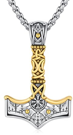 XIXLES Thors Hammer Halskette Mjölnir Kette Thor Hammer Anhänger Keltischer Knoten Amulett Wikinger Schmuck für Männer Unisex