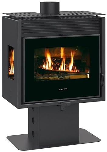 Prity PM3L E - Stufa a legna panoramica | vetro a tre lati | formato grande | 10 kW | certificato CE | Stufa a legna di design