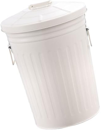 JSGHGDF Retros Poubelle antirouille avec couvercle sécurisé et poignées ergonomiques 8 l Idéal pour terrasses
