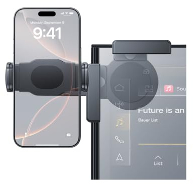 SKTU Supporto per cellulare da auto per Audi Q2 2017-2025, estensibile, girevole a 360°, per accessori di navigazione da 8,3, per iPhone, Galaxy, Mate, ecc. [clip a molla]