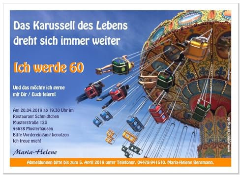 Geburtstagseinladungen runder Geburtstag lustig 50 60 70, für jedes Jahr möglich - mit Spruch, 30 Karten