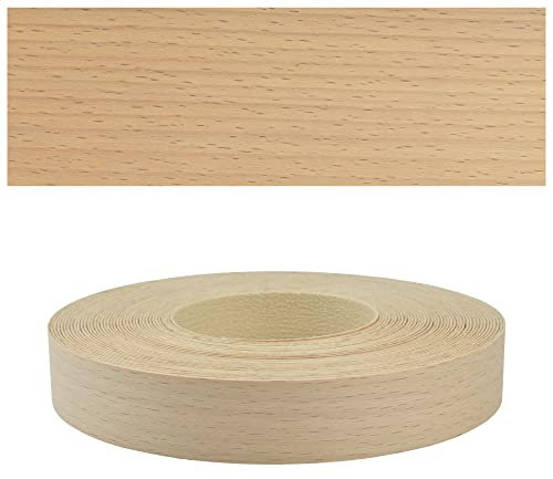 Mprofi MT® - Chant en Bois | 22mm X 10m | Bande de Chant Hêtre | Epaisseur 0,50mm | Facile à Appliquer | Pour Étagères, Meubles & Panneaux | Chant Thermocollant Durable