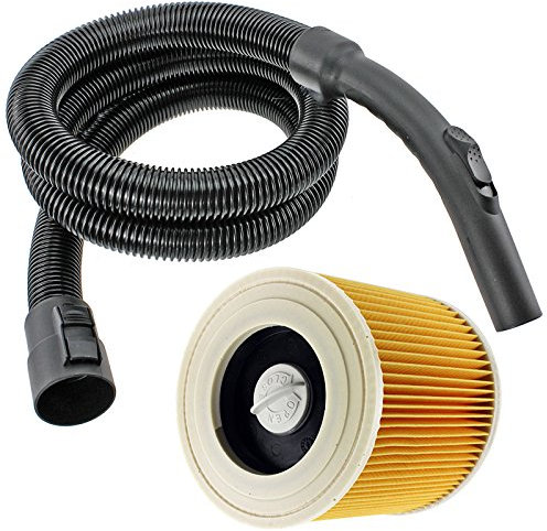 SPARES2GO Manguera de tubo completo + filtro de cartucho para aspiradoras Karcher (2 metros)
