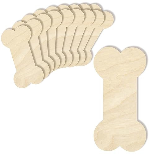 Creative Deco 10 x Große Hundknochen-Anhängers aus Sperr-Holz | 15 x 7,5 cm | Unlackierten Form-Scheiben | Perfekte Ausschnite für Bemalen, Dekorieren, Geschenk & Decoupage