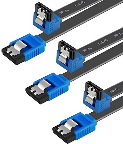 BENFEI Cavo SATA III, 3 Confezioni Cavo, 6 Gbps 90 gradi angolo retto con chiusura di bloccaggio 18 pollici per SATA HDD, SSD, CD Driver, CD Writer, Blu