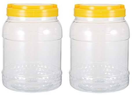 sourcing map Pots Stockage vides Plastique Pet 2200ml Couvercle Visser boîte Miel scellé 2Pcs