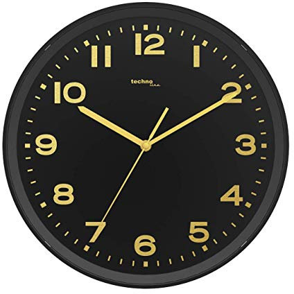 Technoline WT8500 Analogue Radio Controlled Wall Clock Gold/Black, 30 cm Ø
